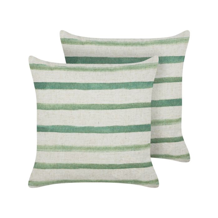 Set of 2 Cushions Striped Pattern 45x45cm Green