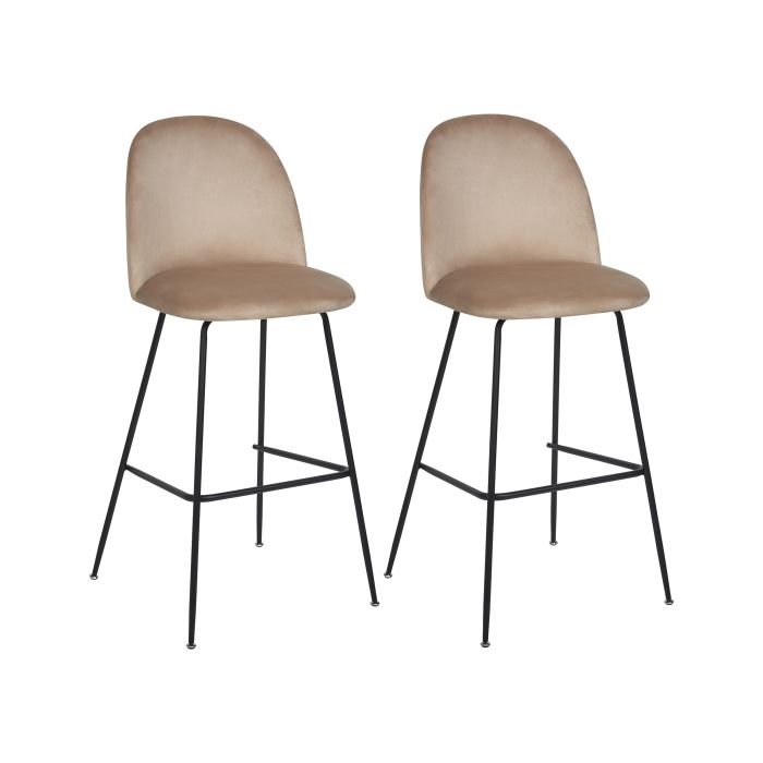 Set of 2 Velvet Bar Chairs Taupe ARCOLA