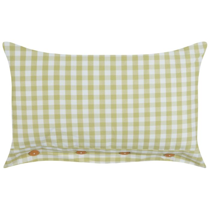 Cushion Chequered Pattern 40x60cm Olive Green and White