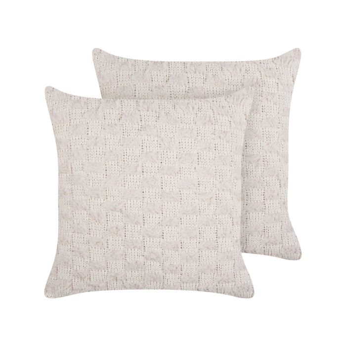 Set of 2 Knitted Cushions 45x45cm Beige