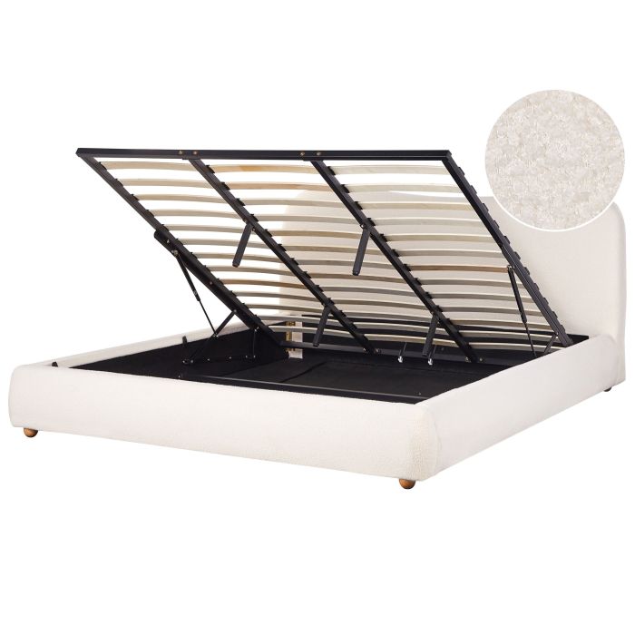 Boucle EU Super King Size Ottoman Bed White BLAGNAC