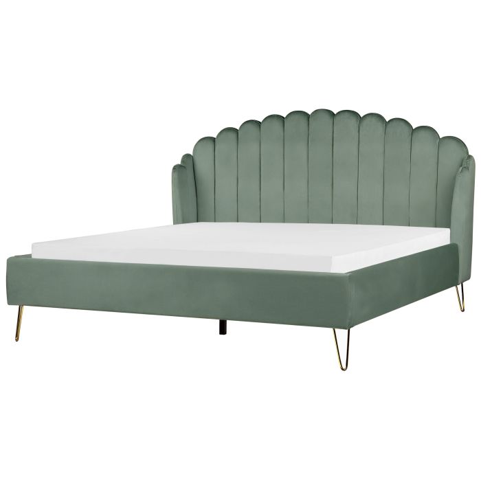 Velvet EU Super King Size Bed Green AMBILLOU