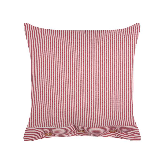 Cotton Cushion Striped 45x45cm Red and White