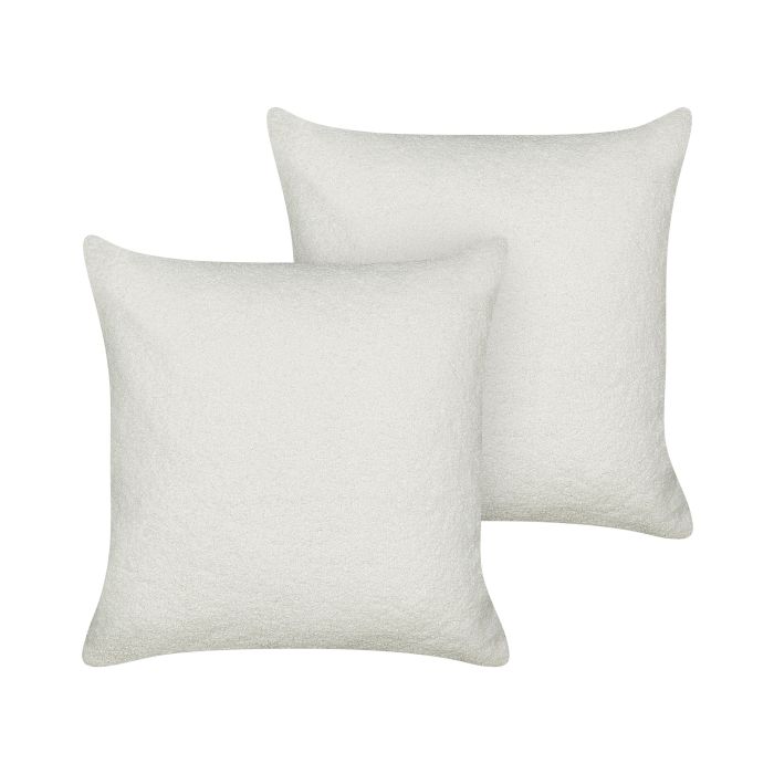 Set of 2 Boucle Cushions 45x45cm White
