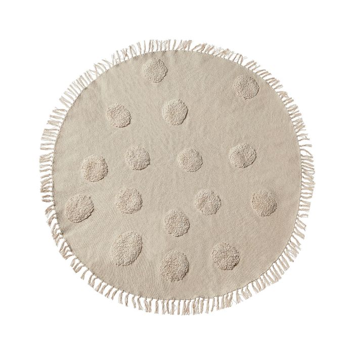 Round Cotton Area Rug 140cm Beige