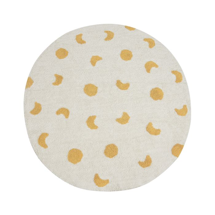 Round Cotton Area Rug 140cm Light Beige