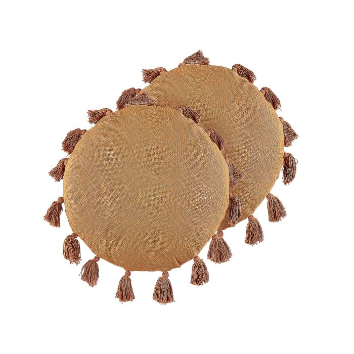 Set of 2 Cotton Cushions with Tassels 45cm Orange