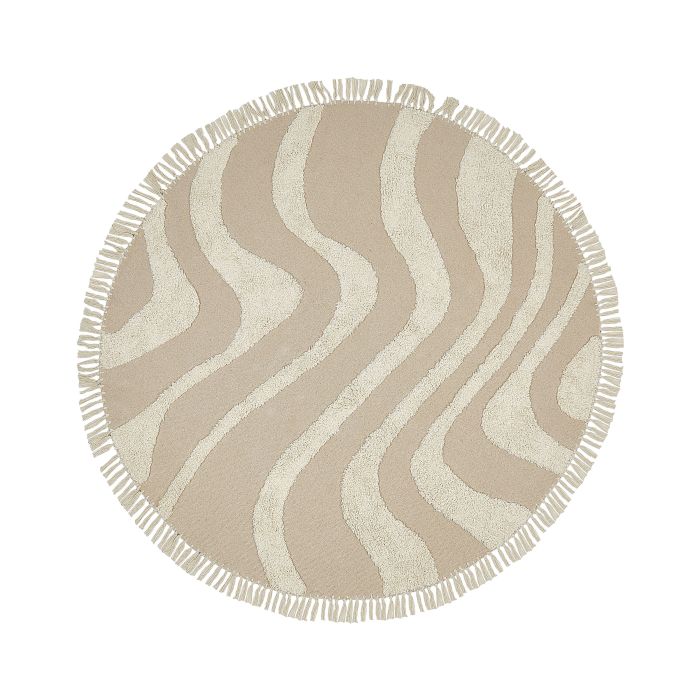 Round Cotton Area Rug 140cm Beige