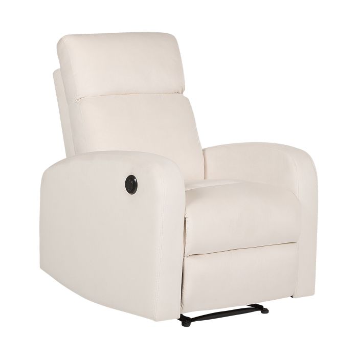 Velvet Electric Recliner Chair White VERDAL