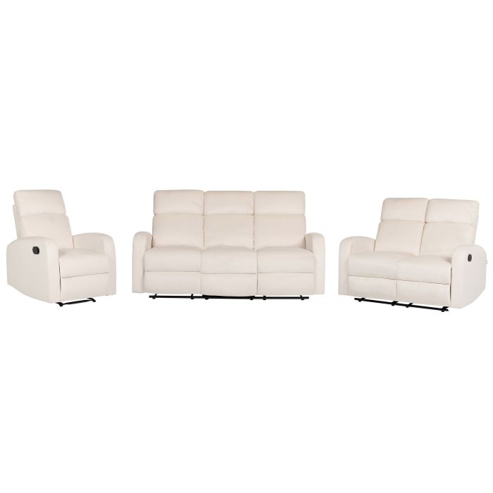 Velvet Manual Recliner Living Room Set White VERDAL