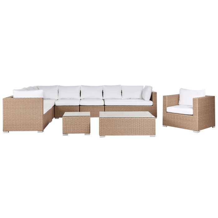 8 Seater PE Rattan Modular Garden Lounge Set Sand Beige XXL