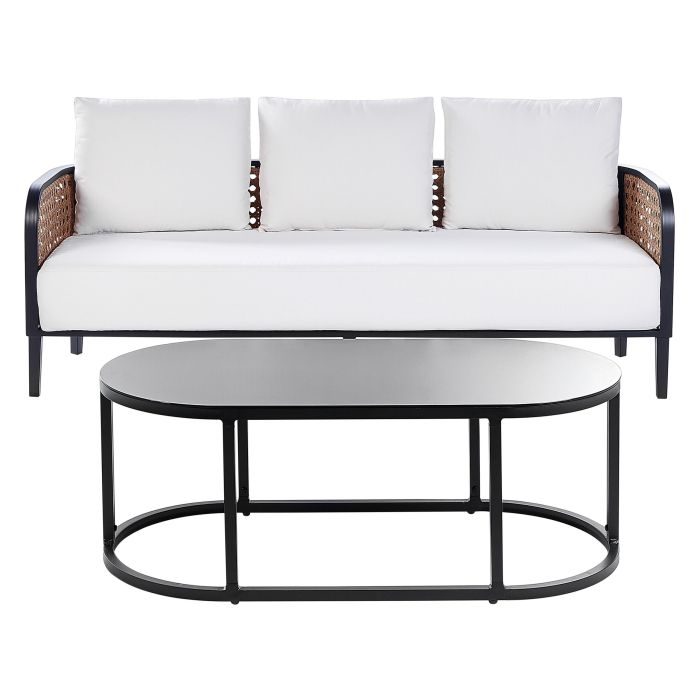3 Seater Aluminium Garden Sofa Off-White MONTEFALCO