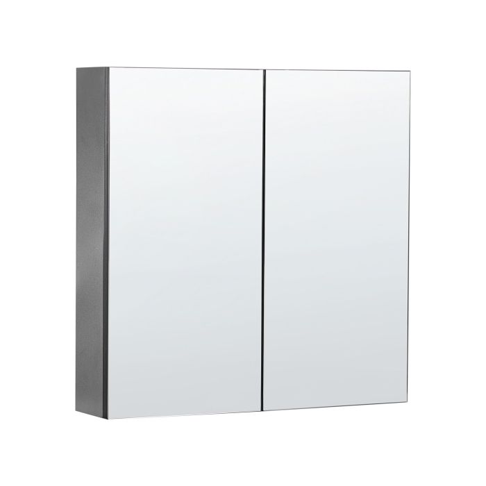 Bathroom Wall Mounted Mirror Cabinet 60 x 60 cm Black NAVARRA