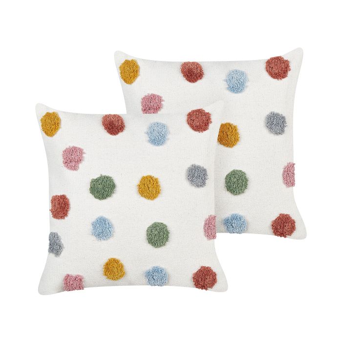 Set of 2 Cotton Kids Cushions Dots Pattern 45x45cm Multicolour