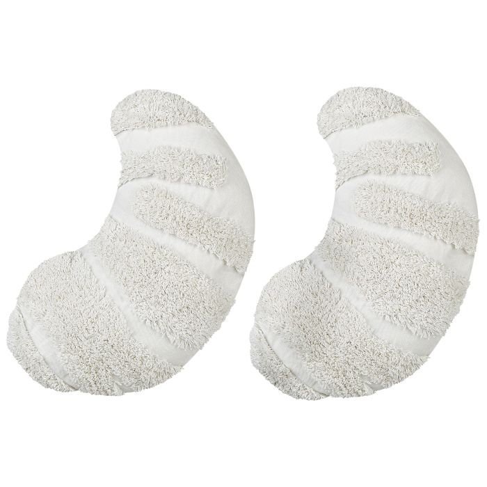 Set of 2 Cotton Kids Croissant Cushions 40x25cm White