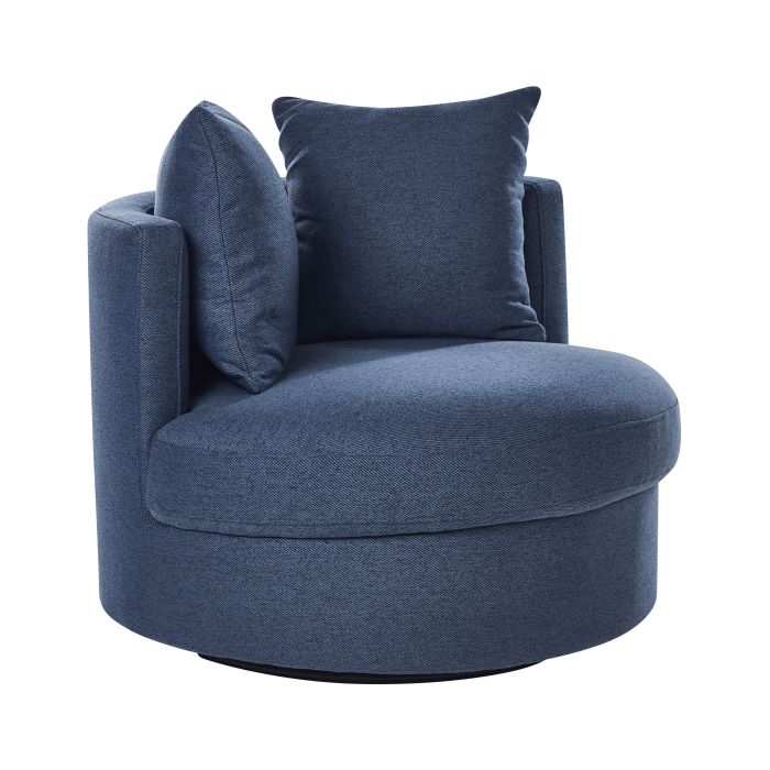Swivel Fabric Armchair Blue DALBY