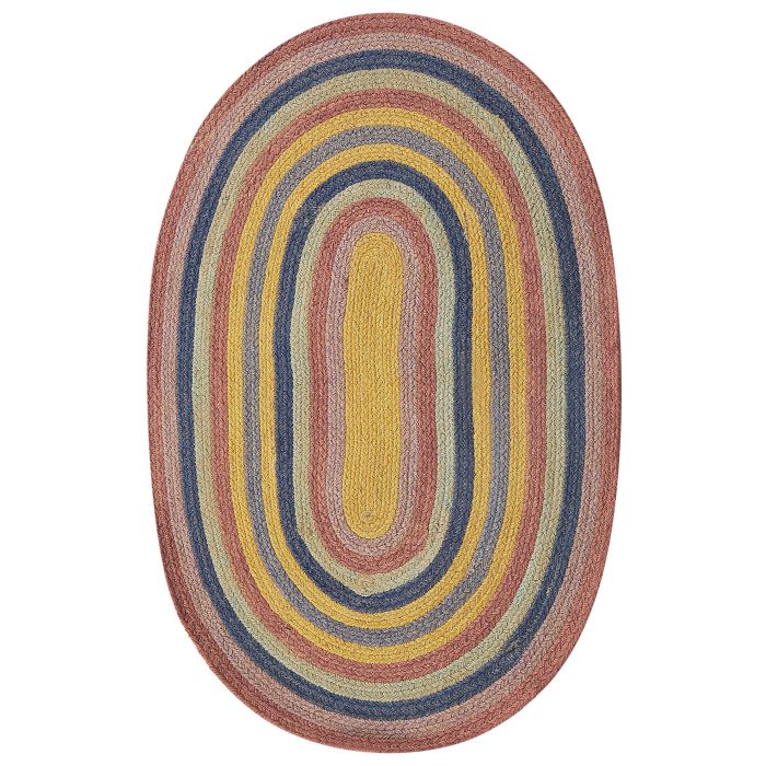 Oval Jute Area Rug 70x100cmcm Multicolour