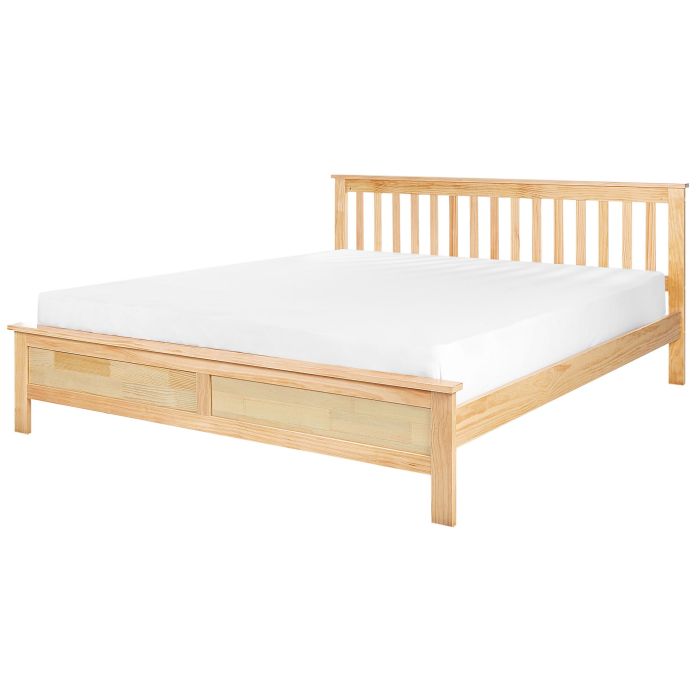 Wooden EU Super King Size Bed Light Natural Wood MAYENNE