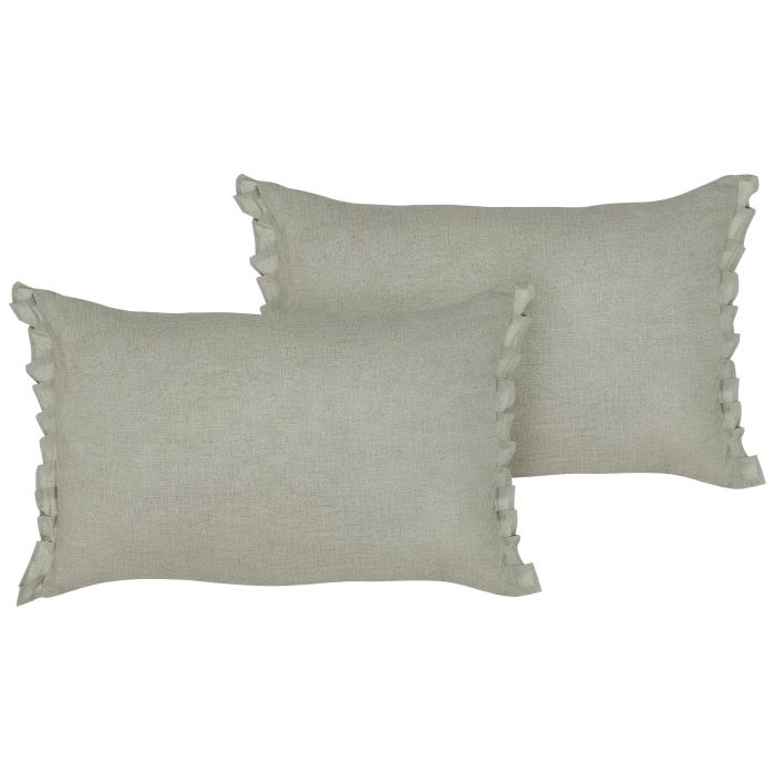 Set of 2 Linen Cushions 30x45cm Light Grey
