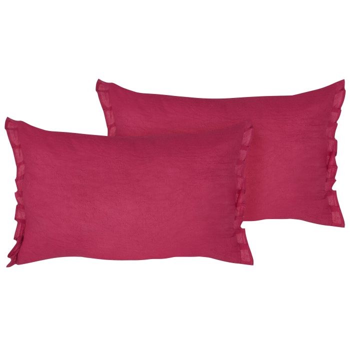 Set of 2 Linen Cushions 30x45cm Red