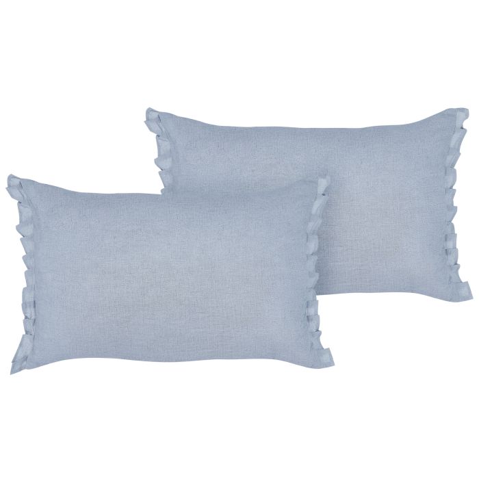 Set of 2 Linen Cushions 30x45cm Light Blue