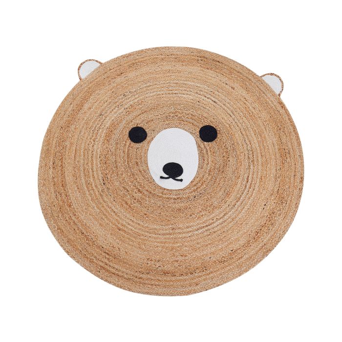 Jute Kids Area Rug Bear 120cm Beige