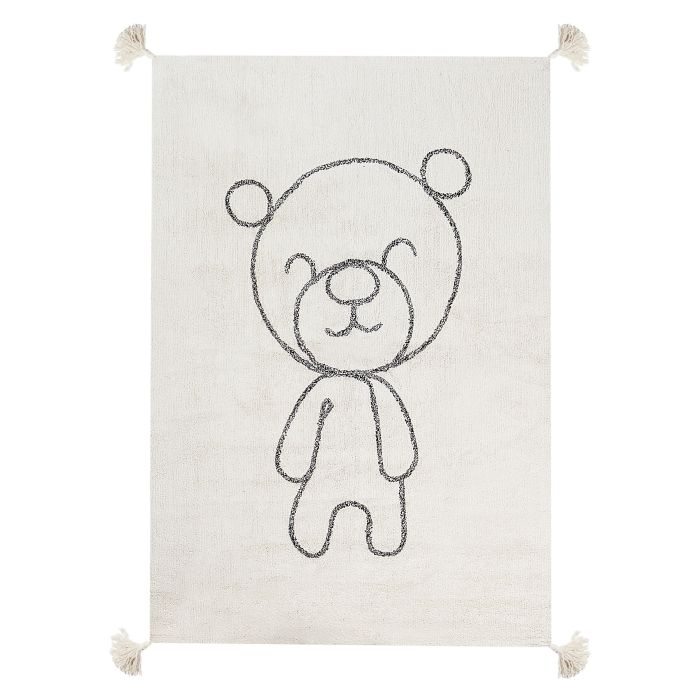 Cotton Kids Rug Teddy Bear Print 140x200cm Beige