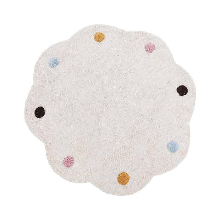 Round Cotton Area Rug 120cm Beige