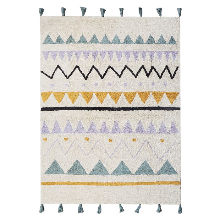 Cotton Kids Rug 140x200cm Beige and Green