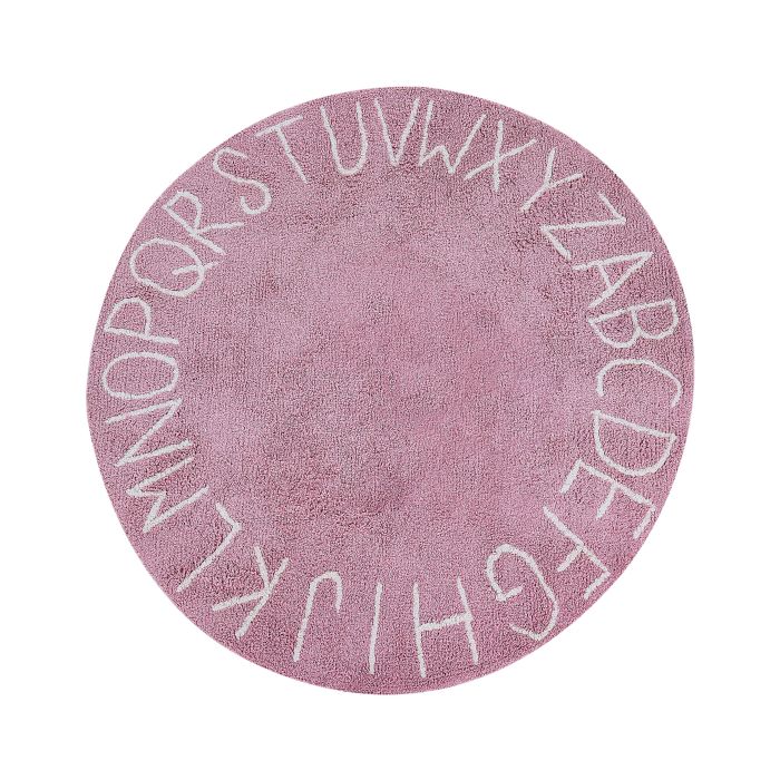 Round Cotton Kids Area Rug 120cm Pink