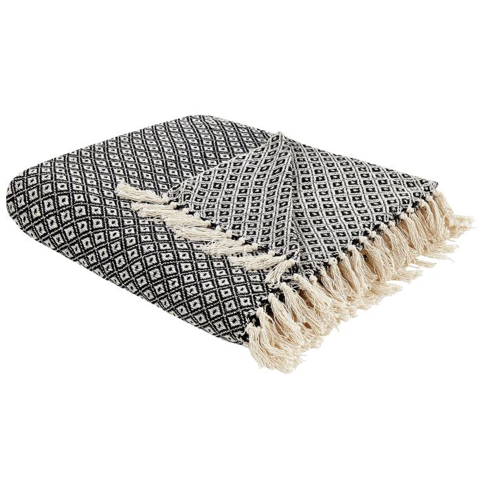 Cotton Blanket 220 x 240 cm Black and White CHYAMA