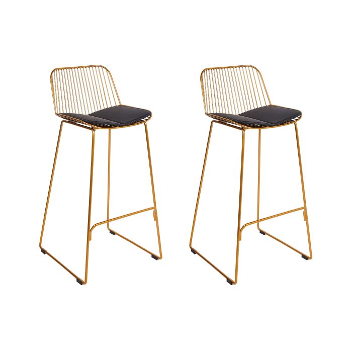 Set of 2 Metal Bar Chairs Gold PENSACOLA