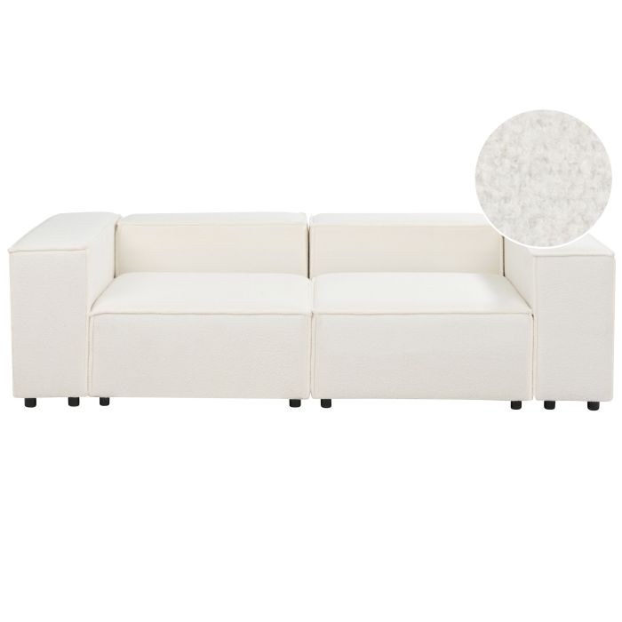 2 Seater Modular Boucle Sofa White APRICA