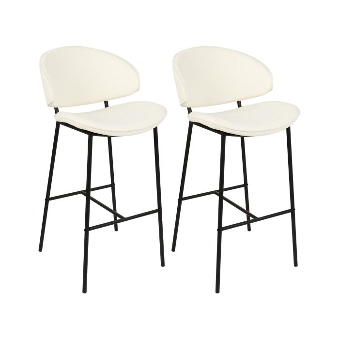 Set of 2 Fabric Bar Chairs Cream KIANA
