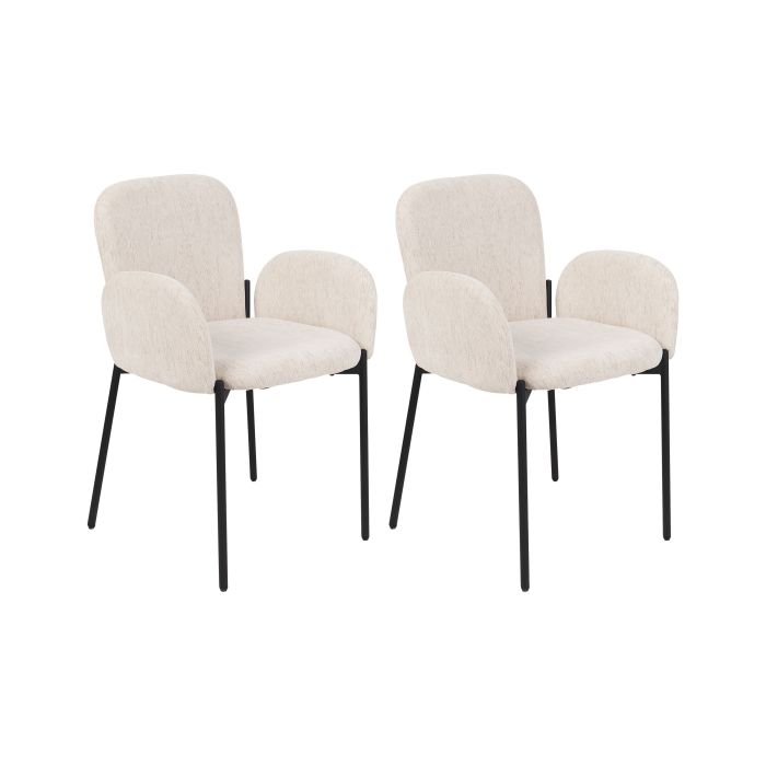 Set of 2 Fabric Dining Chairs Beige ALBEE