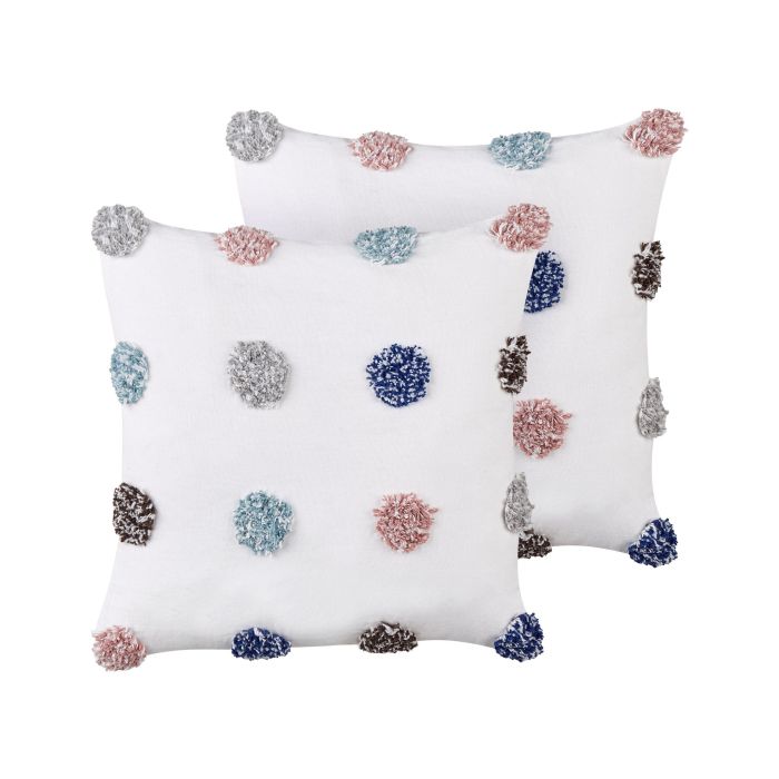 Set of 2 Cotton Cushions 45x45cm White