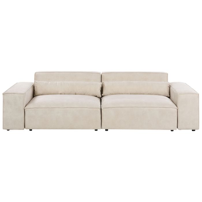 2 Seater Modular Velvet Sofa Beige HELLNAR