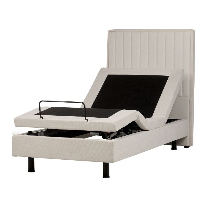 Fabric EU Single Adjustable Bed Beige DUKE II