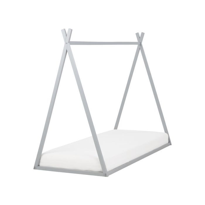 Wooden Kids House Bed EU Single Size Grey SAURAT