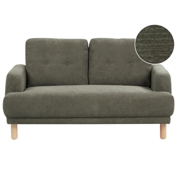 2 Seater Corduroy Sofa Dark Green TUVE