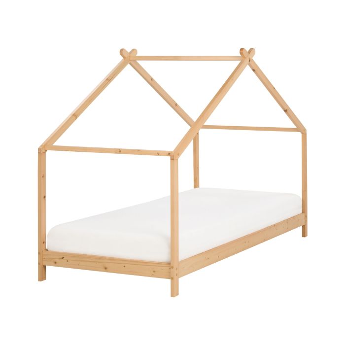 Wooden Kids House Bed EU Single Size Light ORLU