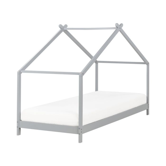 Wooden Kids House Bed EU Single Size Grey ORLU