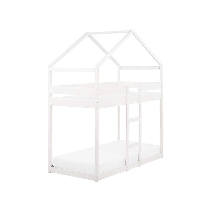 Wooden Kids House Bunk Bed EU Single Size White LABATUT