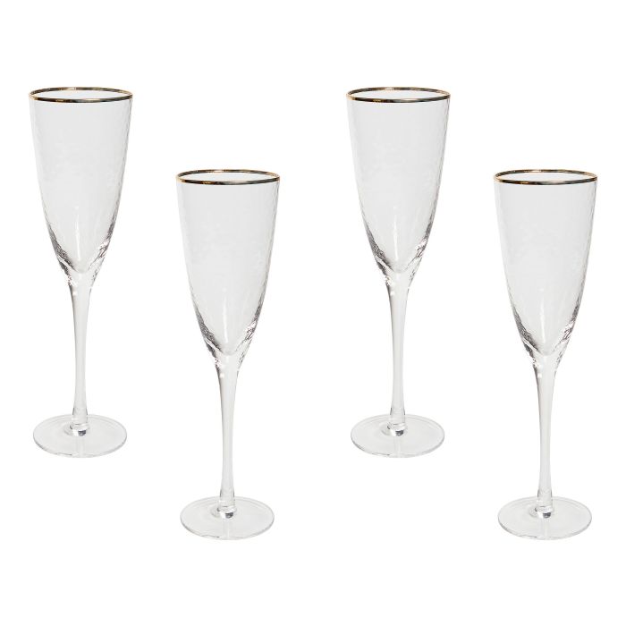 Set of 4 Gold-Rimmed Champagne Flutes 25 cl TOPAZ