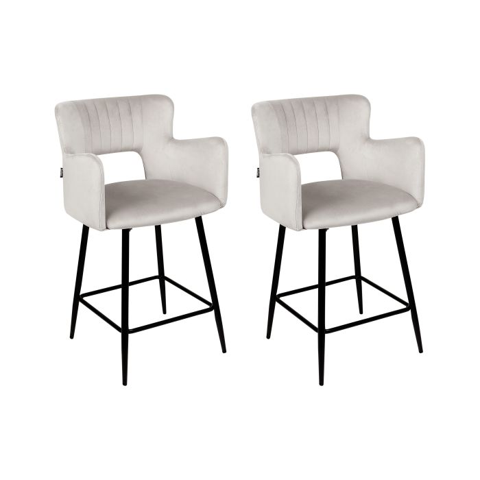 Set of 2 Velvet Bar Chairs Grey SANILAC