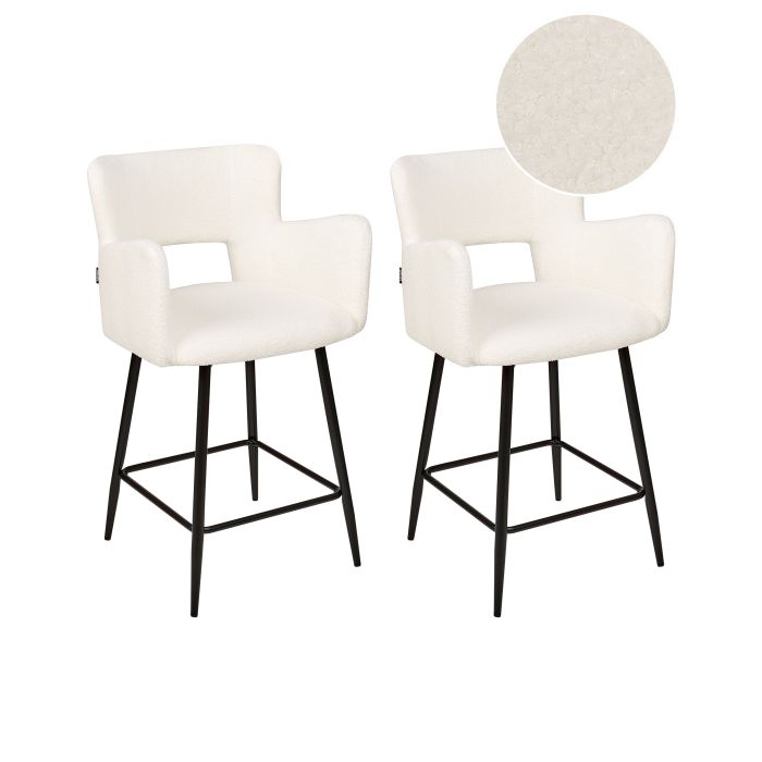Set of 2 Boucle Bar Chairs White SANILAC