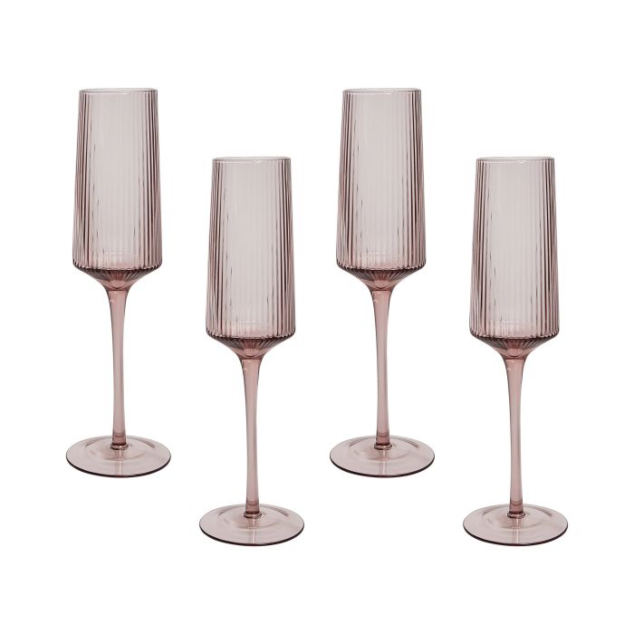 Set of 4 Champagne Flutes 22 cl Pink AMETHYST