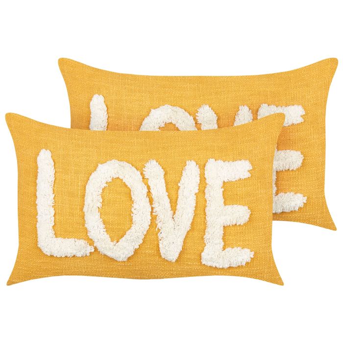 2 Cotton Cushions 30x50cm Yellow