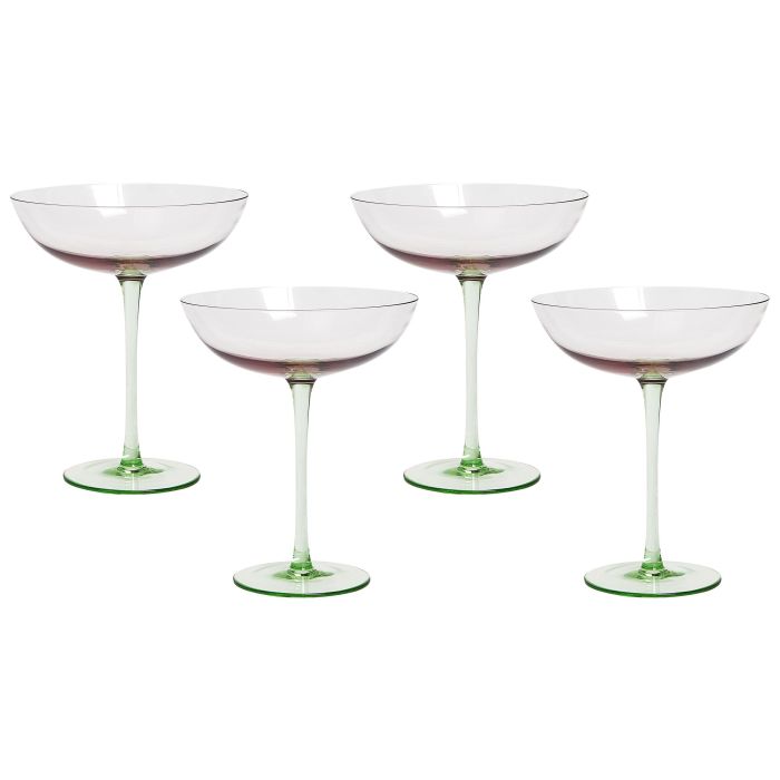 Set of 4 Martini Glasses 25 cl Pink and Green DIOPSIDE