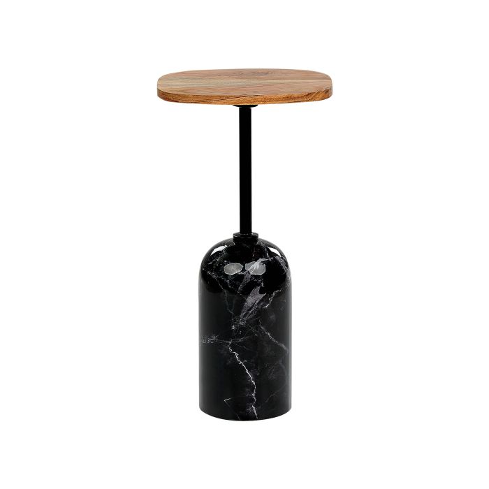 Metal Side Table Light Wood and Black OASIS